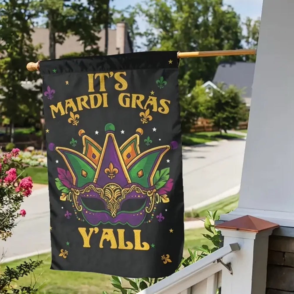 BEAUTIFUL! Mardi Gras Small Garden Flag -MASK -Double Sided- USA SHIP! 18X12inch
